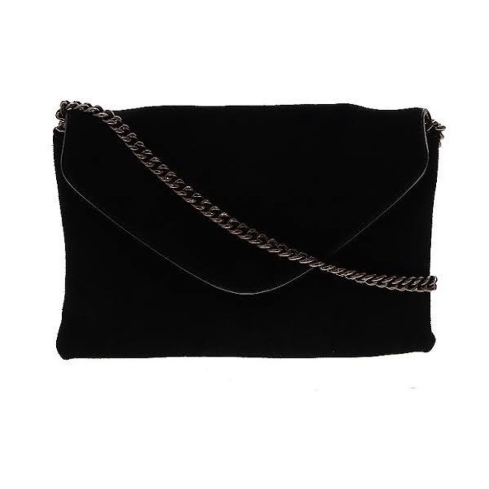 J. Crew Black Suede Envelope Shoulder Bag with Chain Strap